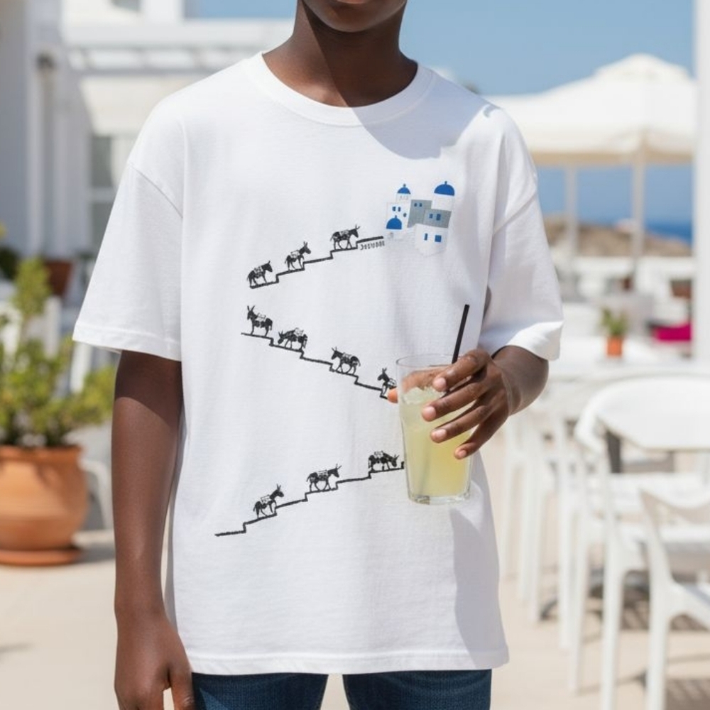Strangea The Hellenic Brand White Santorini Graphic Tee